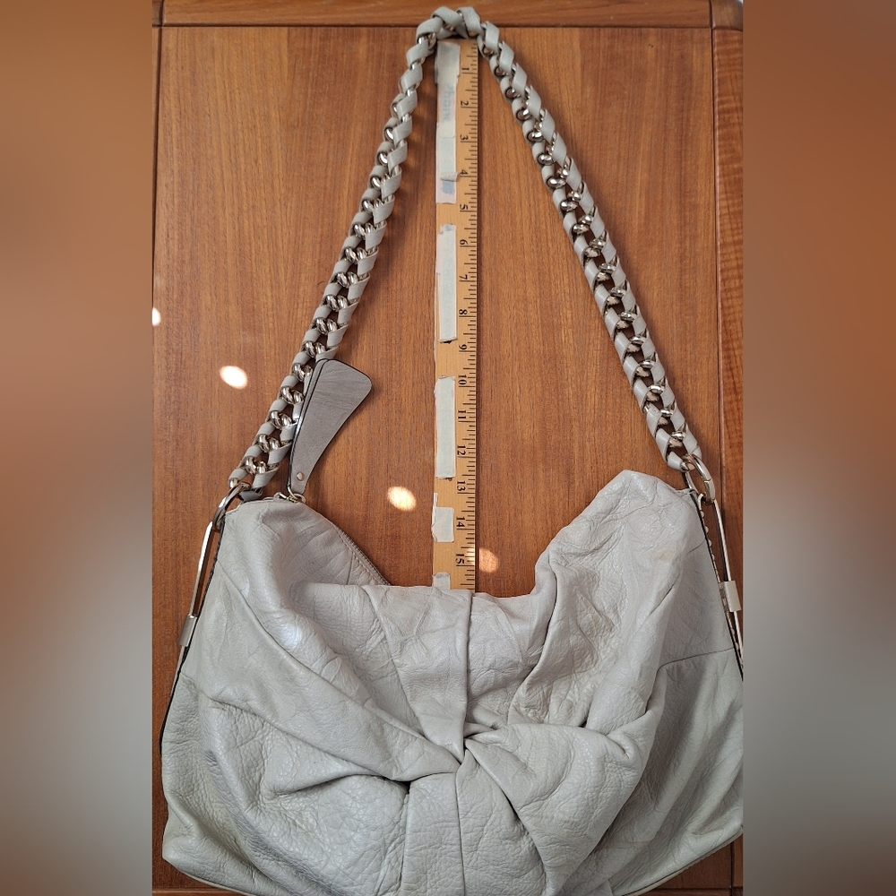 Guess Y2K Leather Chain Hobo Slouchy Shoulder Bag Studded Ruched Metal Bold Edgy - Picture 10 of 16